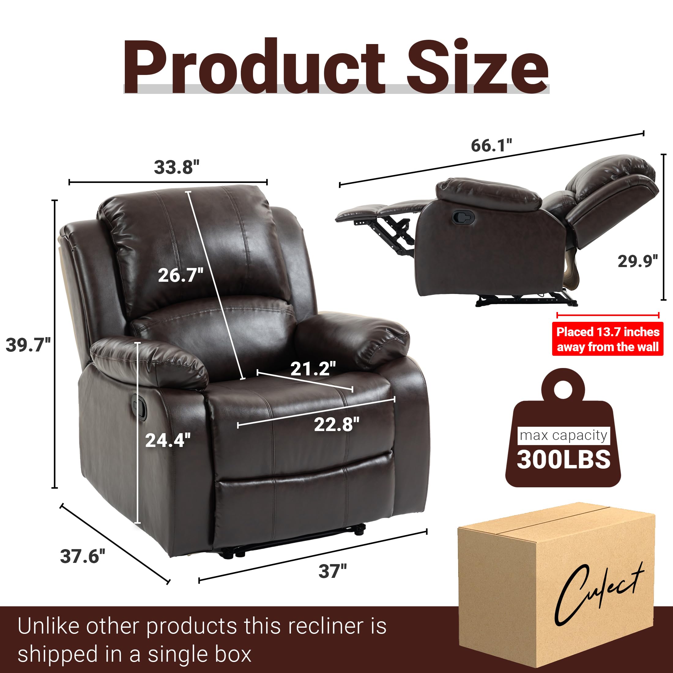 Manual Recliner Chair with Adjustable Push Back