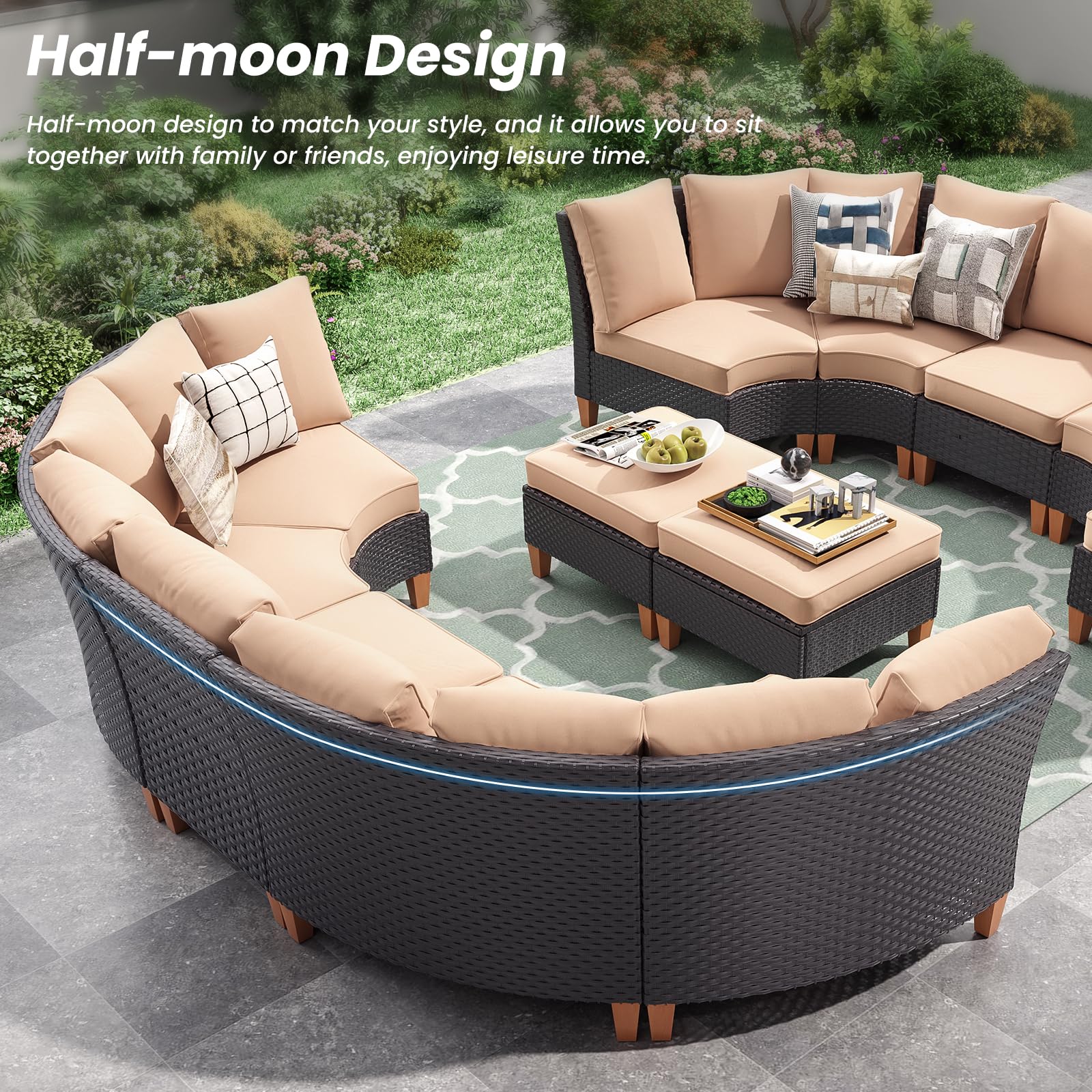 7 Piece Outdoor Sectional Furniture Set with Cushions