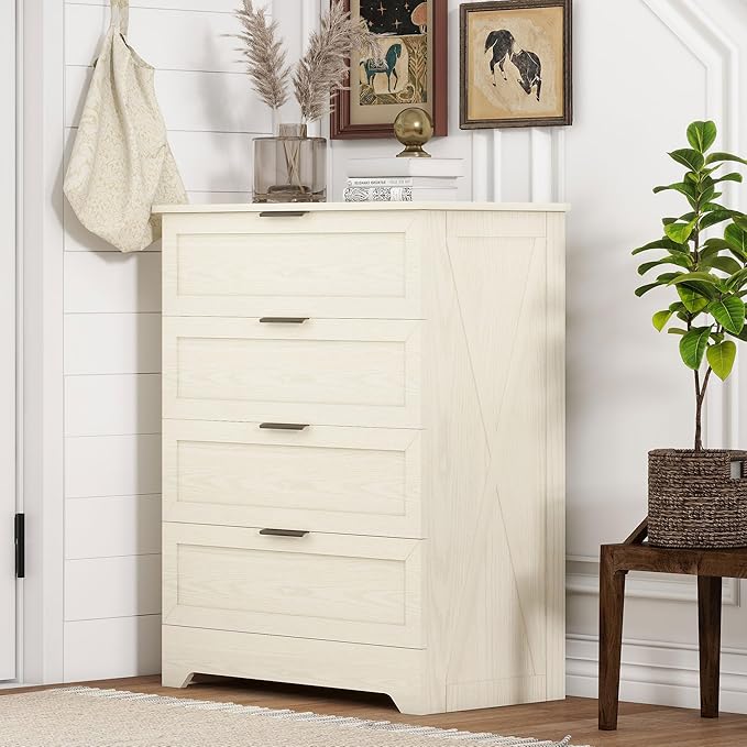 Modern 4 Drawer Dresser with Rose Gold Handles