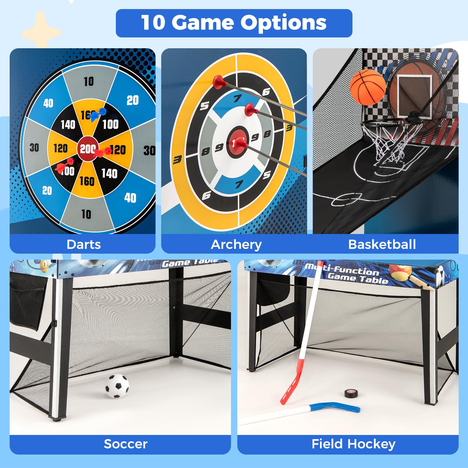 10-in-1 Multi Game Table with Complete Accessories
