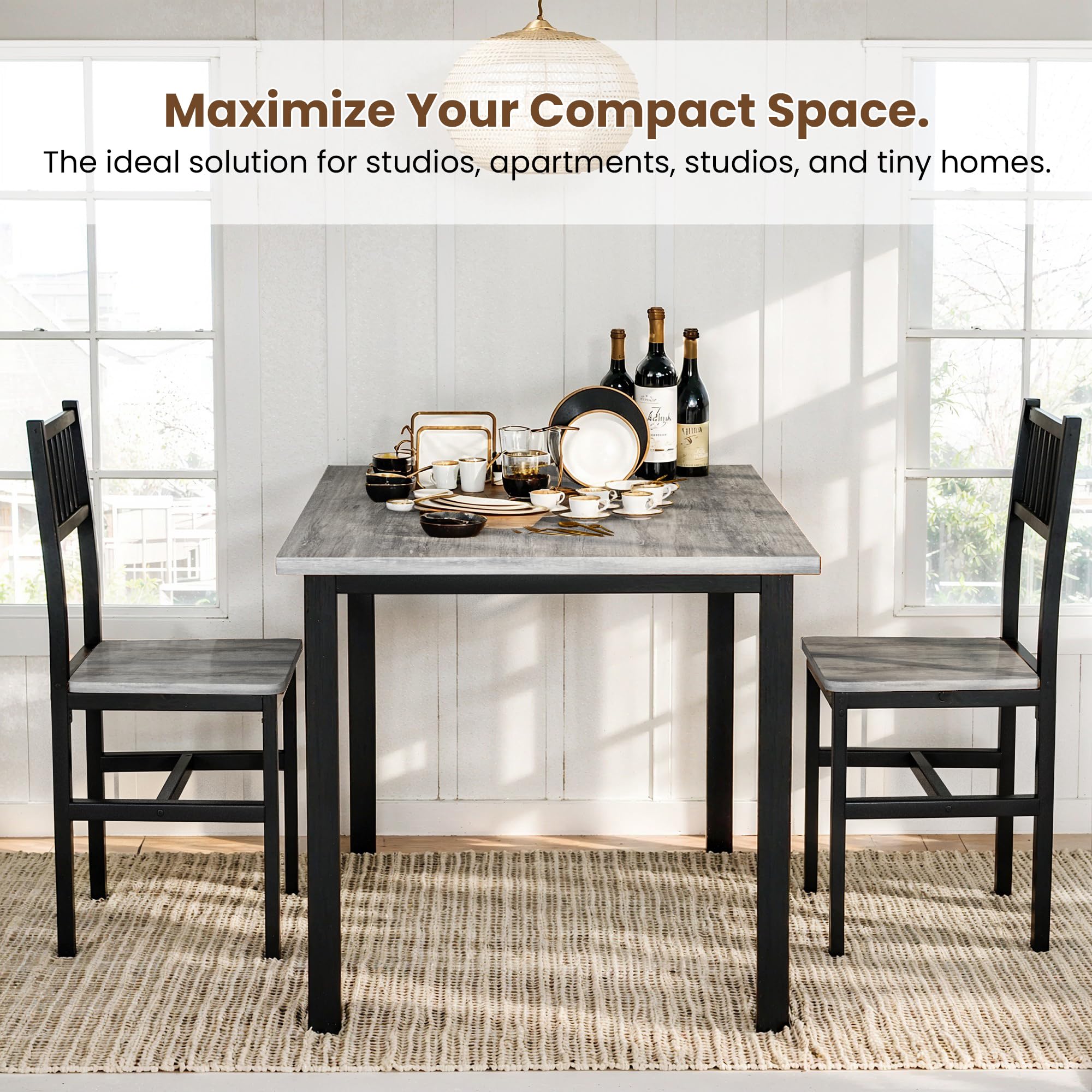 3-Piece Dining Table Set with Chairs