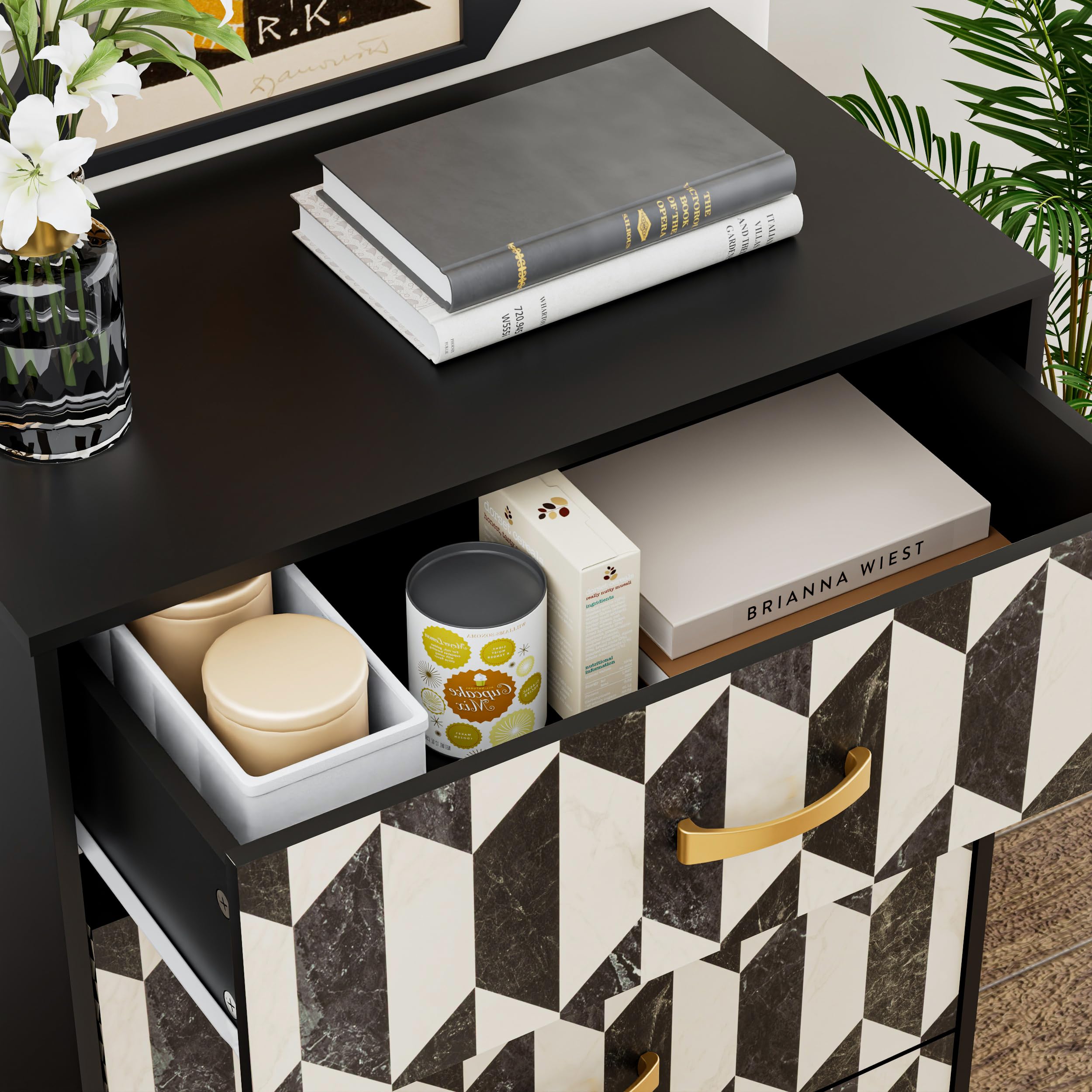 Faux Marble 4-Drawer Dresser