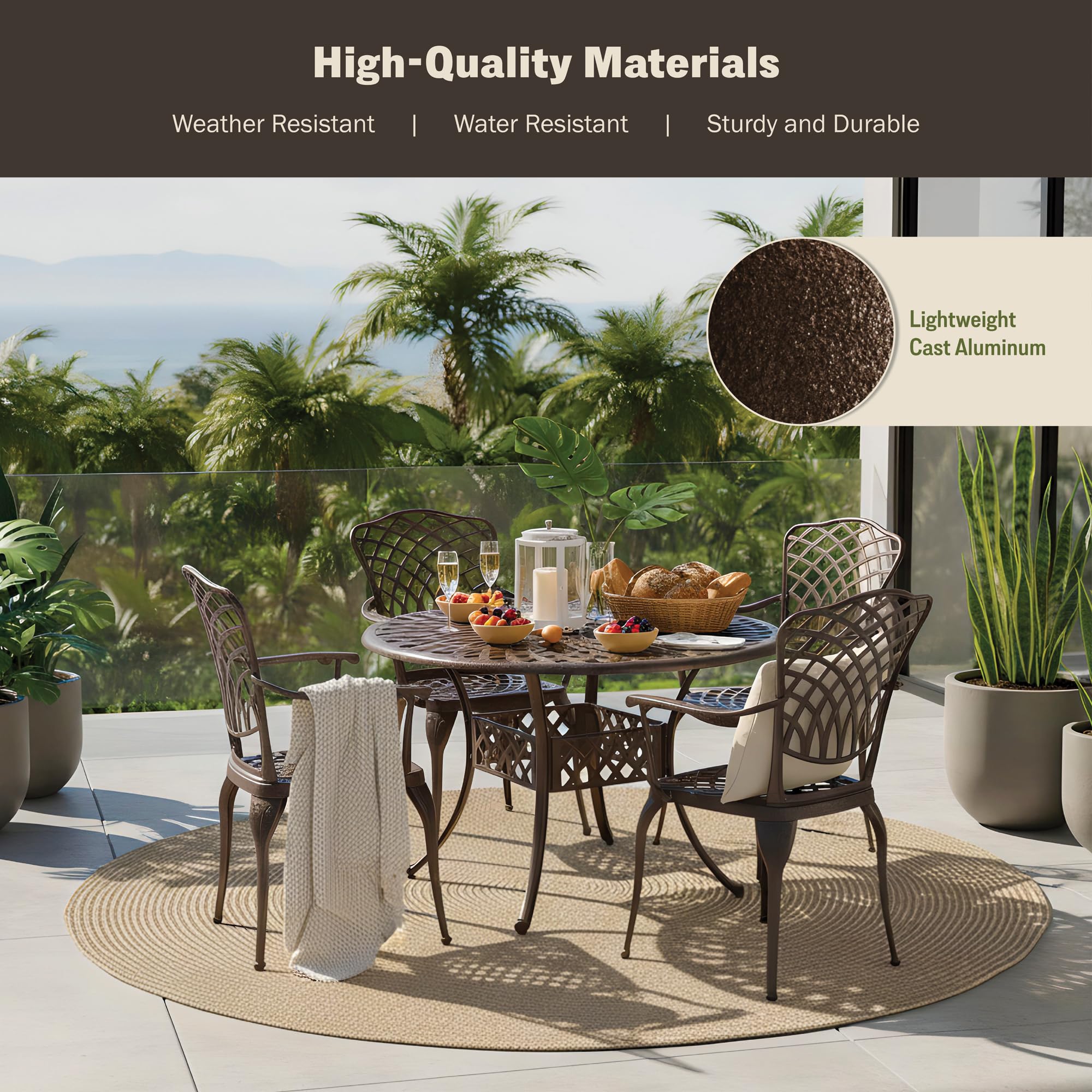 5-Piece Outdoor Dining Set Cast Aluminum