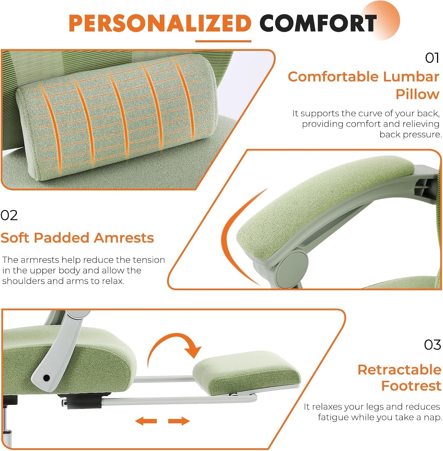 Ergonomic High-Back Mesh Office Chair with Footrest
