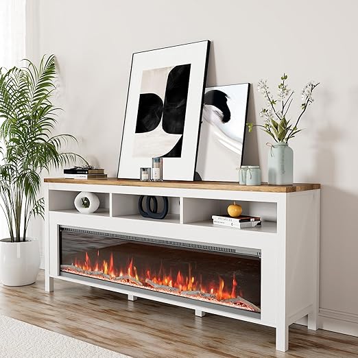TV Stand with Electric Fireplace for TVs Up to 100 Inch