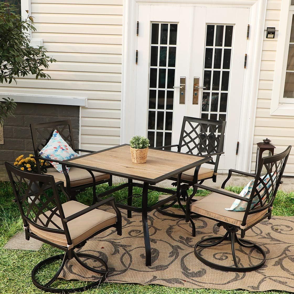 37" Square Patio Dining Table with Umbrella Hole