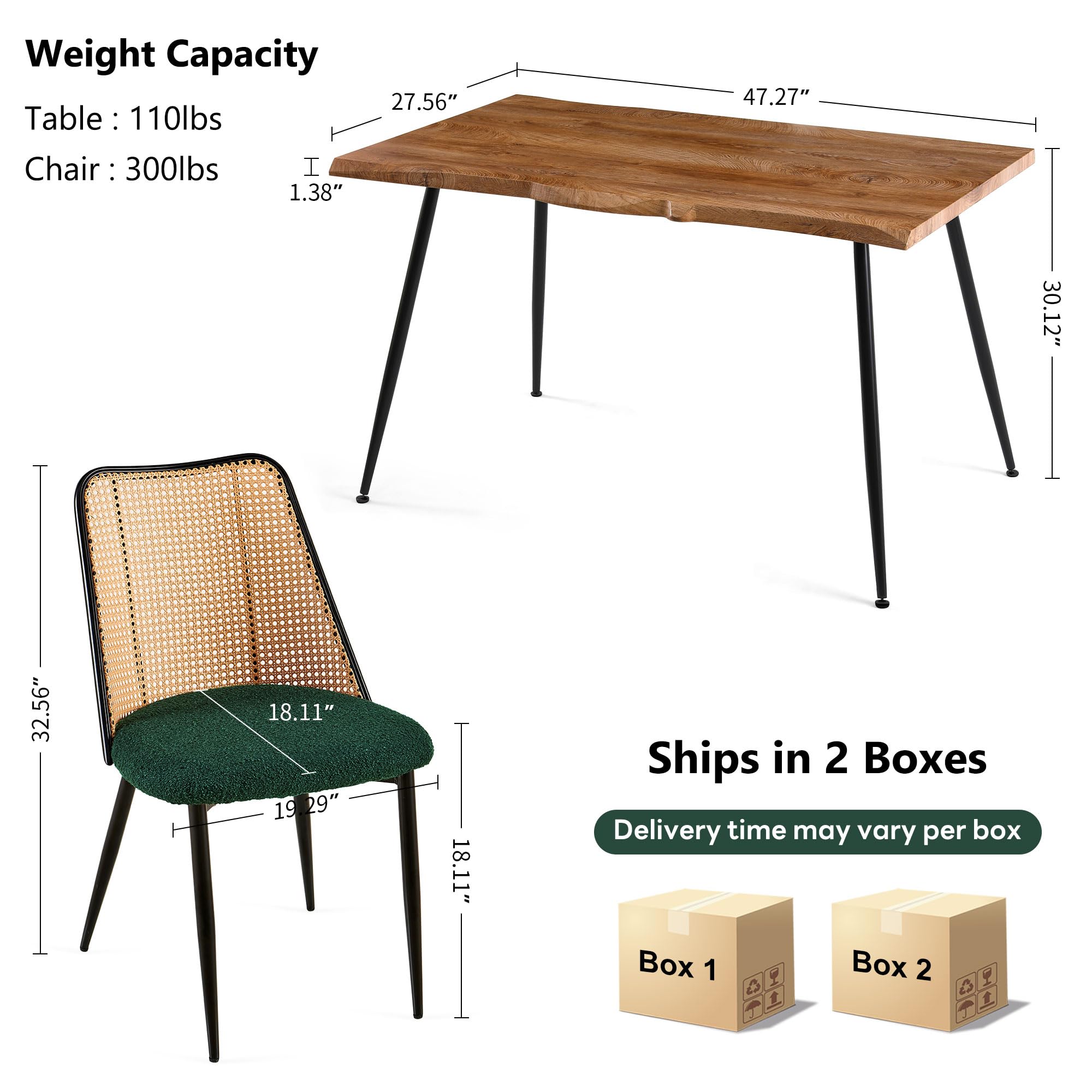 5-Piece Dining Table Set with 4 Chairs