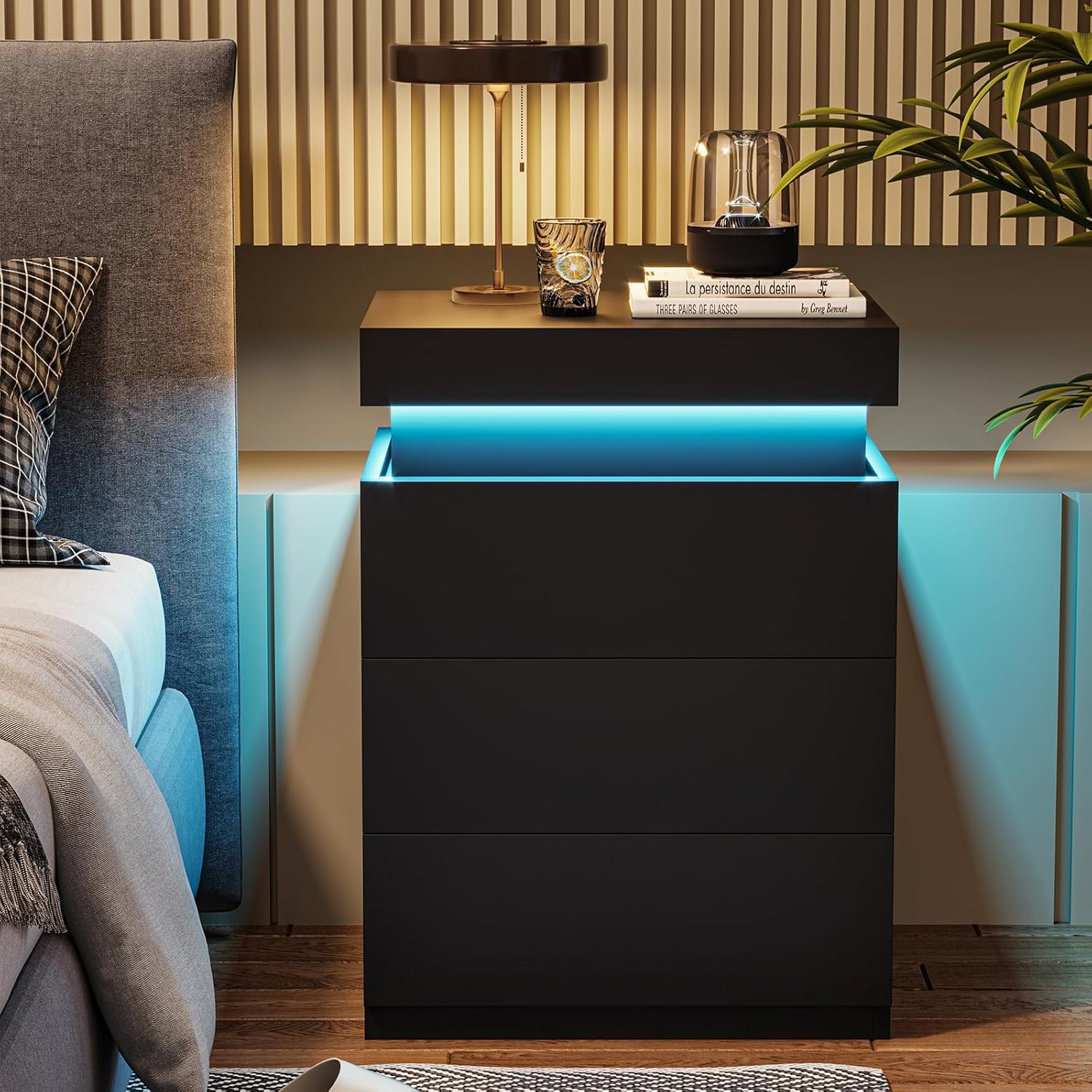 LED Nightstand with Charging Station