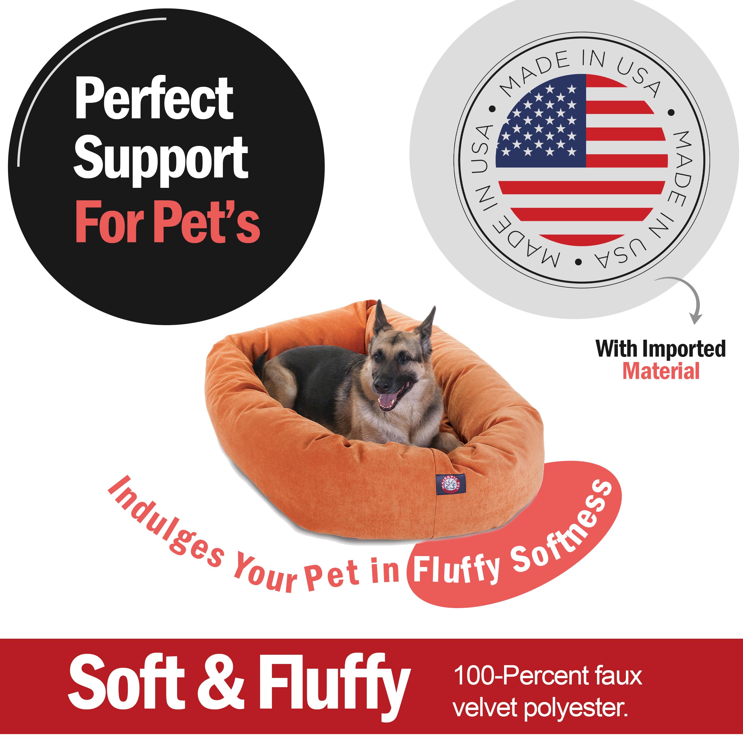 Micro Velvet Calming Dog Bed X-Large Orange