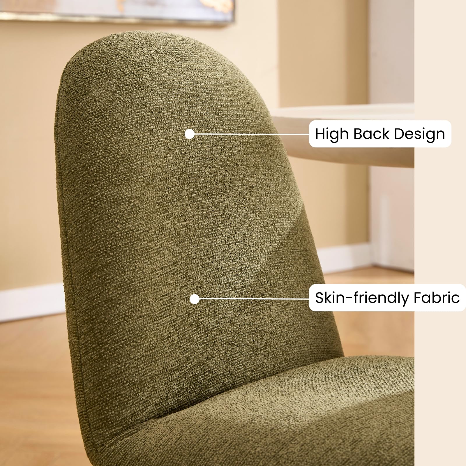 Swivel Dining Chairs Set of 6 Mid Century Modern High Back Chenille Upholstered