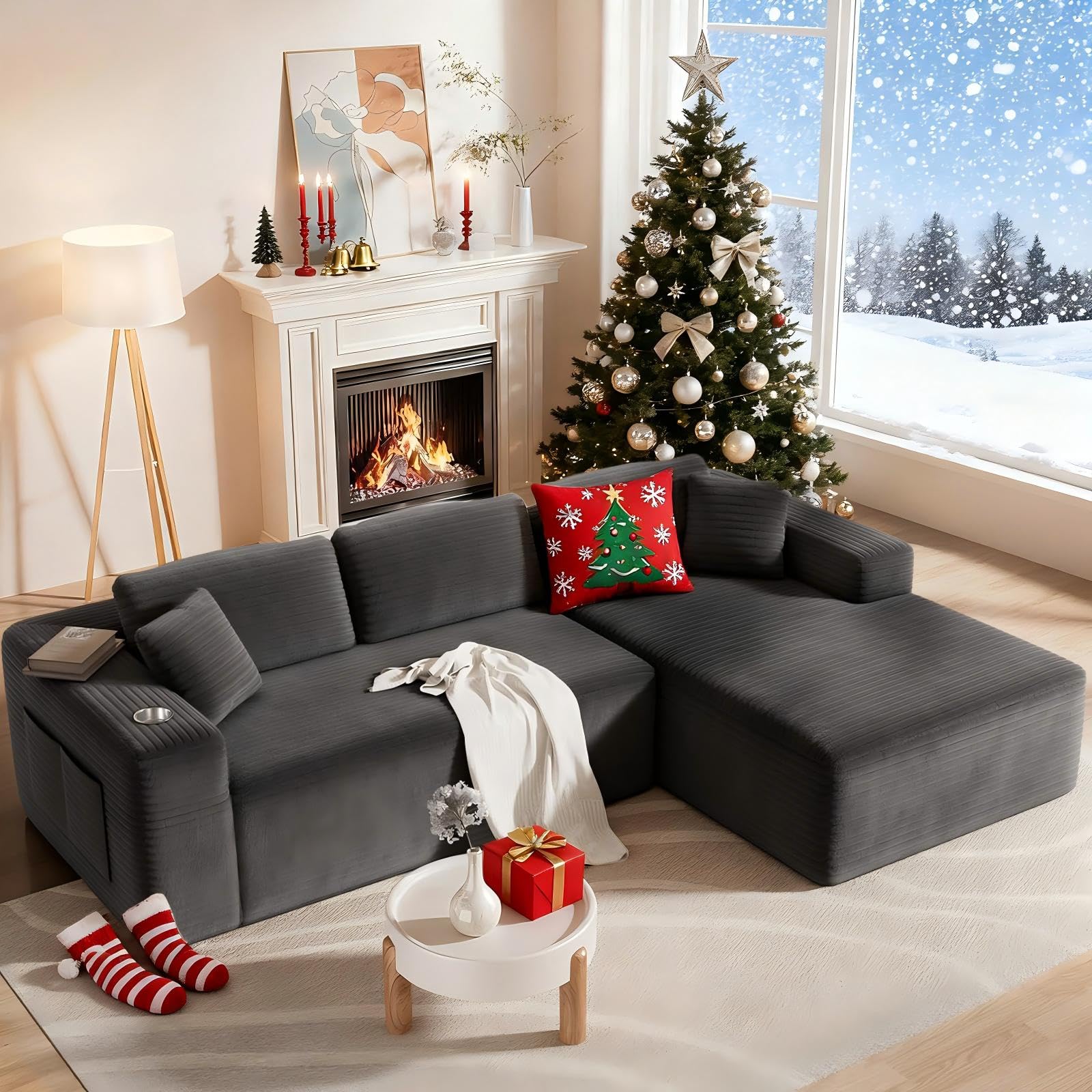 108" Cloud Sectional Sofa with Deep Seat and Storage