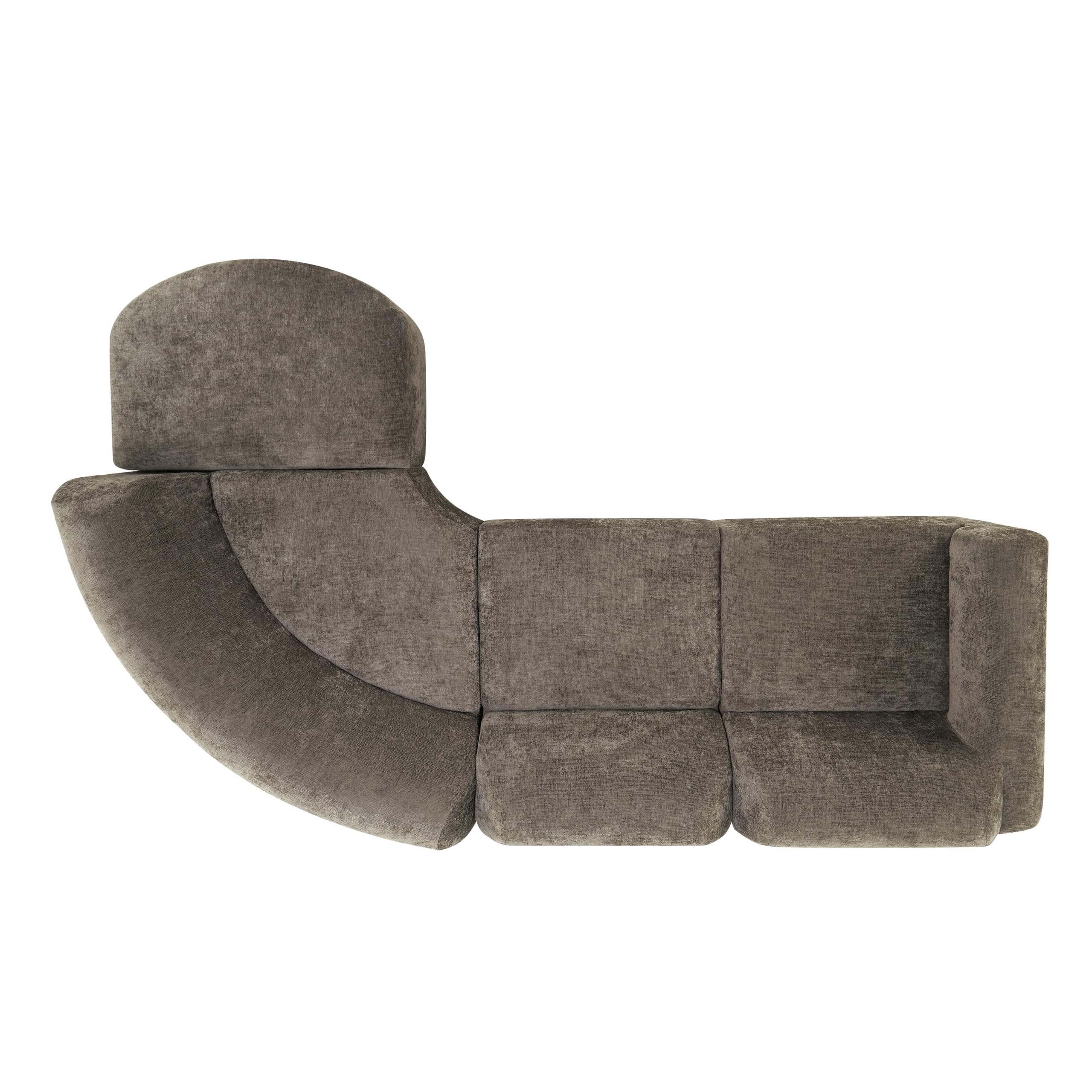 Modern Curved Sectional Sofa with Ottoman - 4 Piece Set