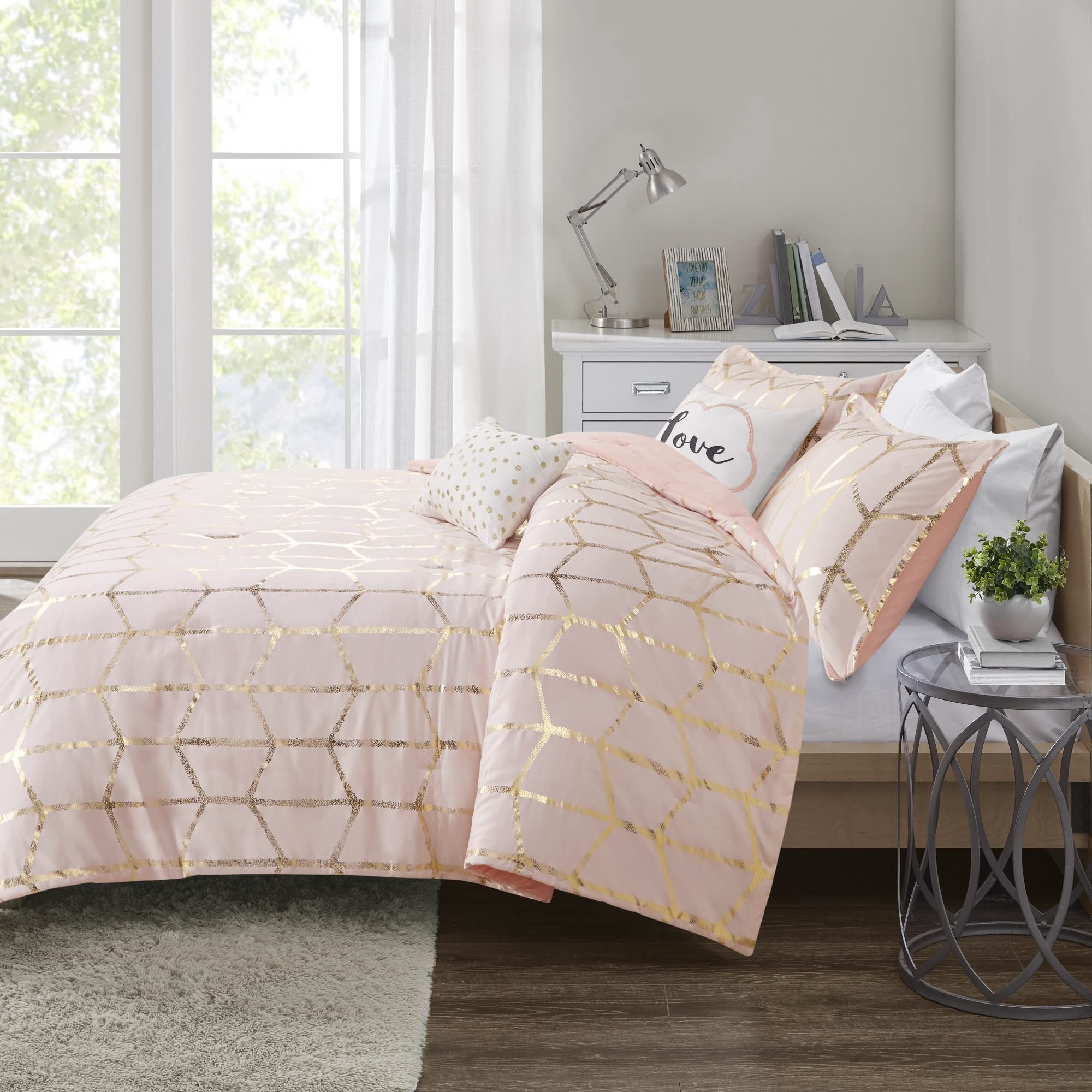 Geometric Metallic Comforter Set Full/Queen