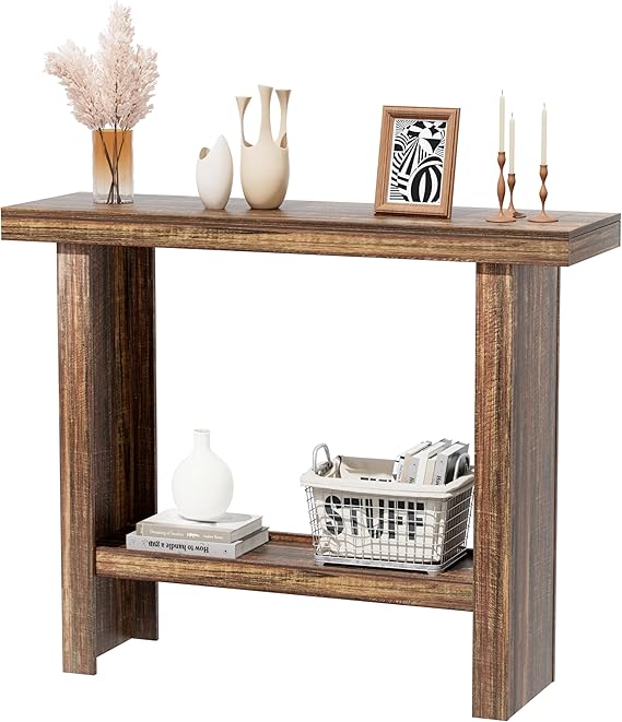 Modern Console Table with Storage Shelves