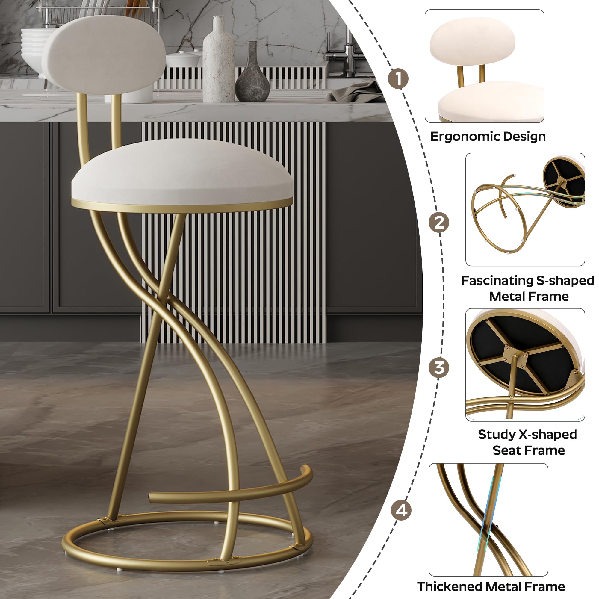 3 Piece Pub Dining Set with Glass Table and Velvet Stools