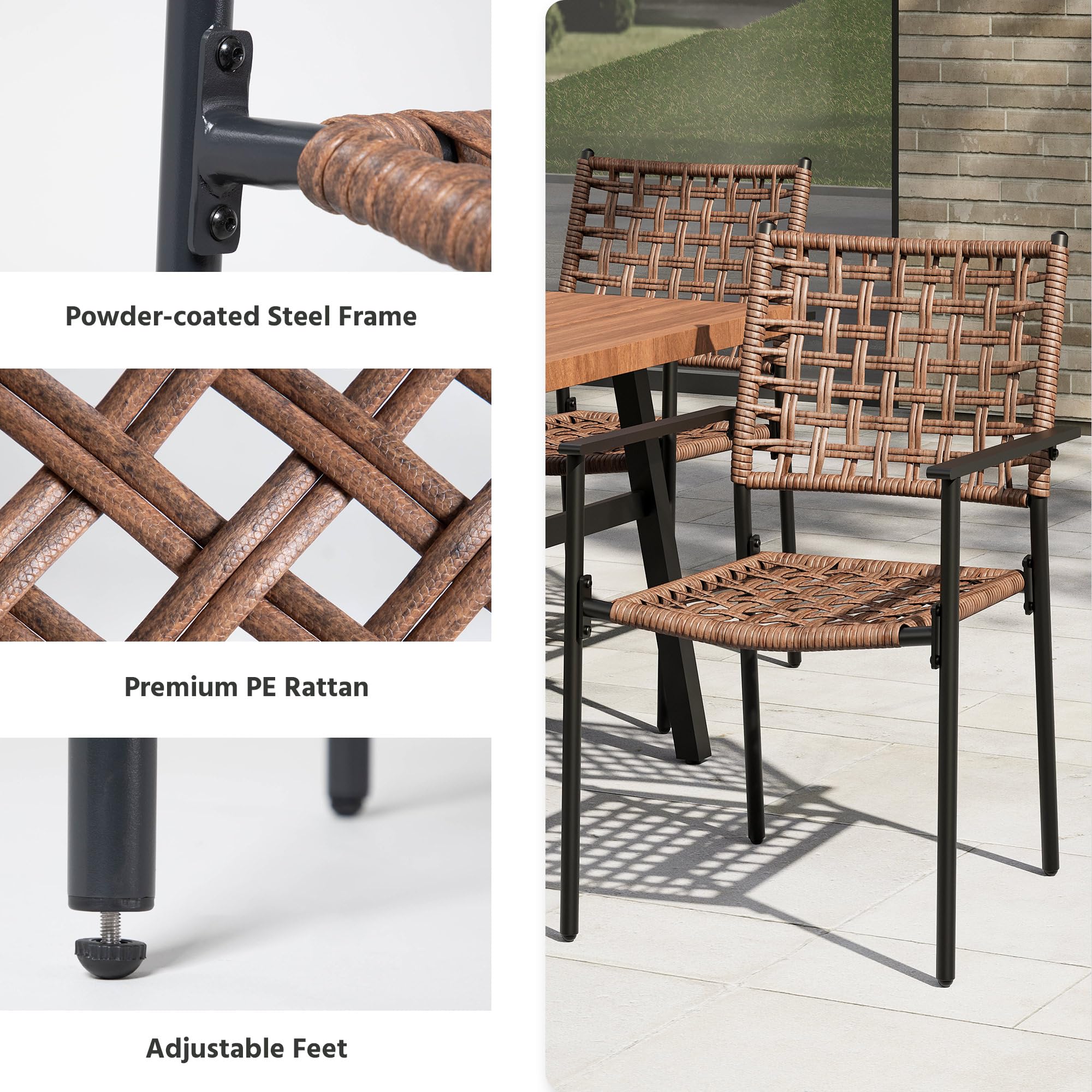 7-Piece Outdoor Patio Dining Set with Umbrella Hole