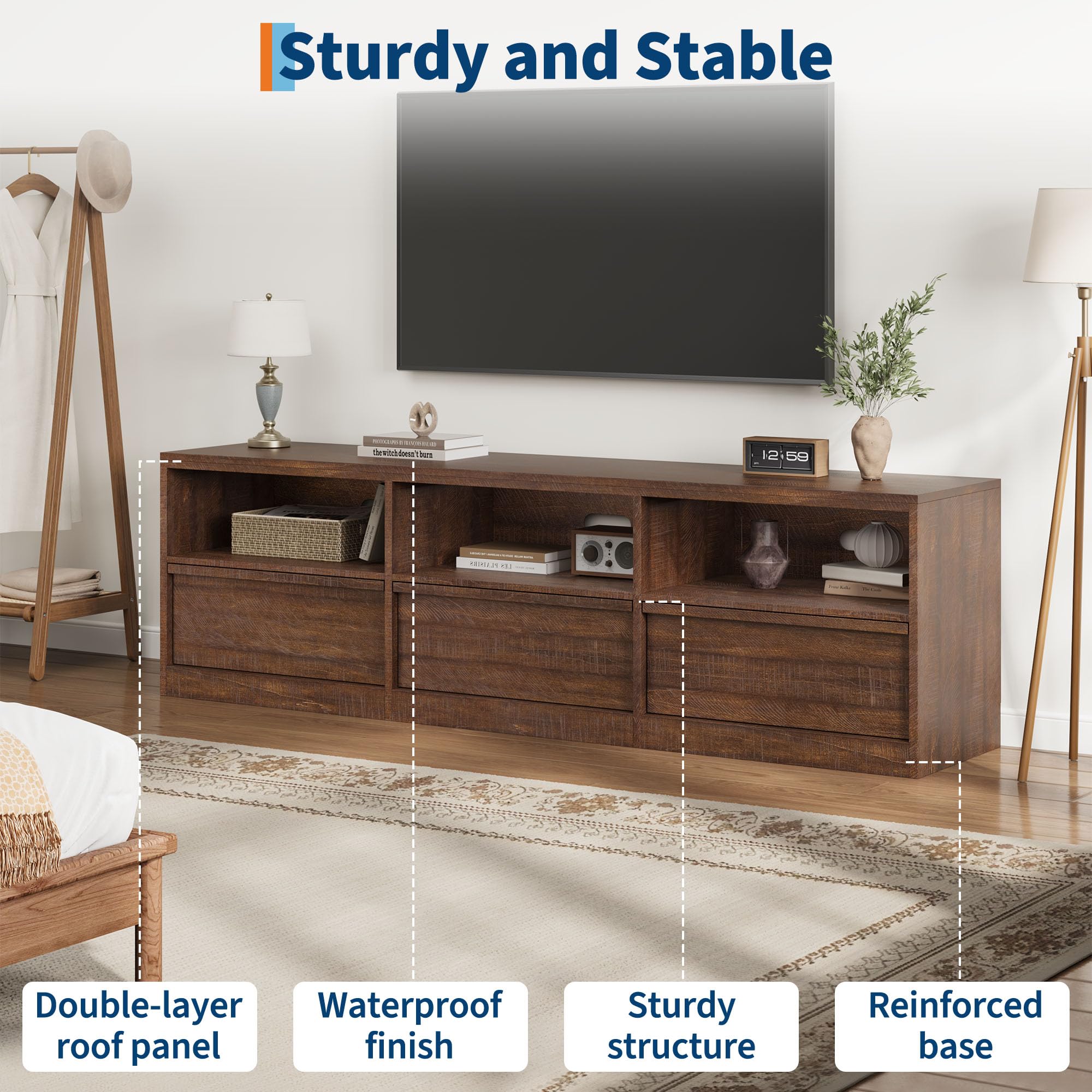 70 Inch Mid Century Modern TV Stand