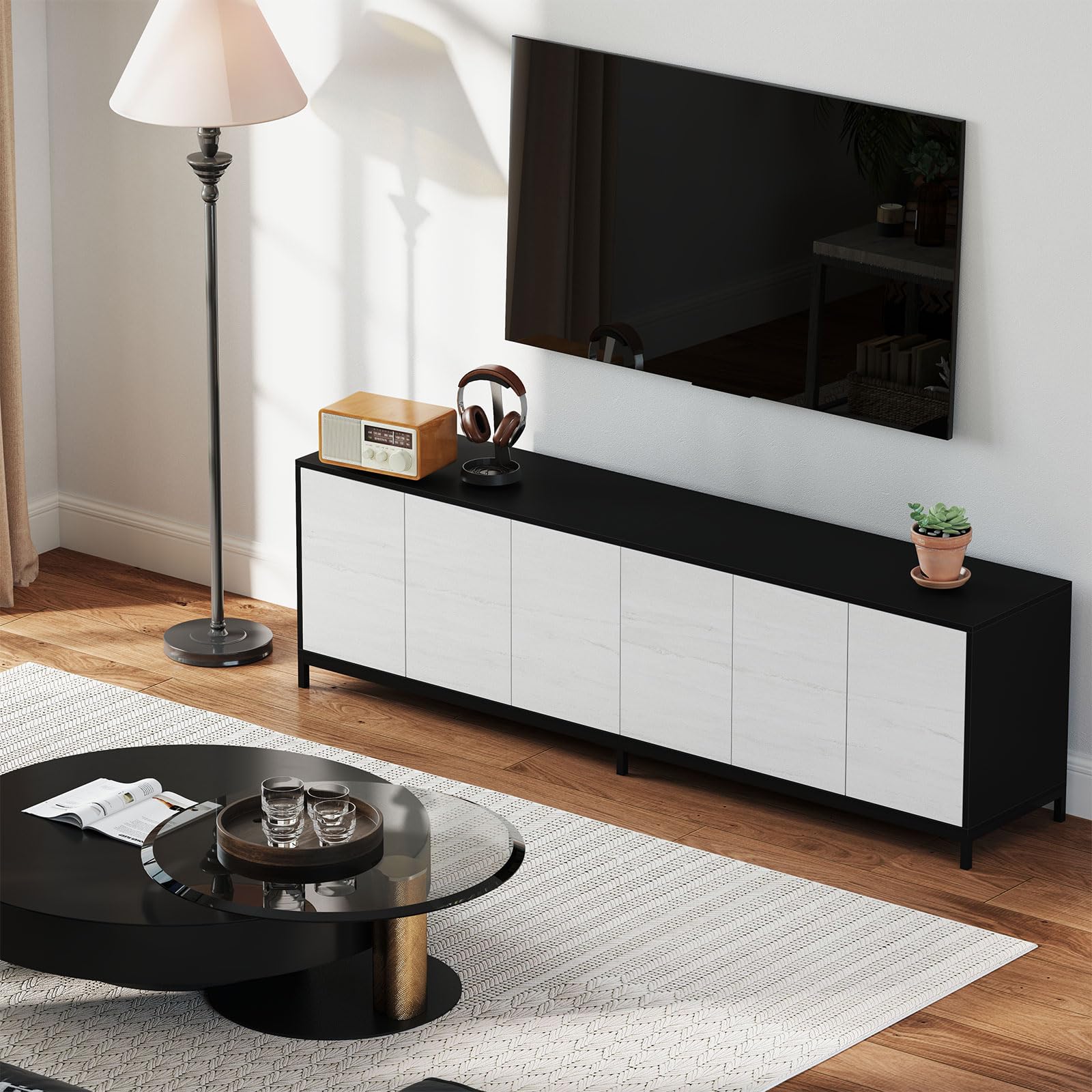 78" TV Stand with 6 Cabinet Doors
