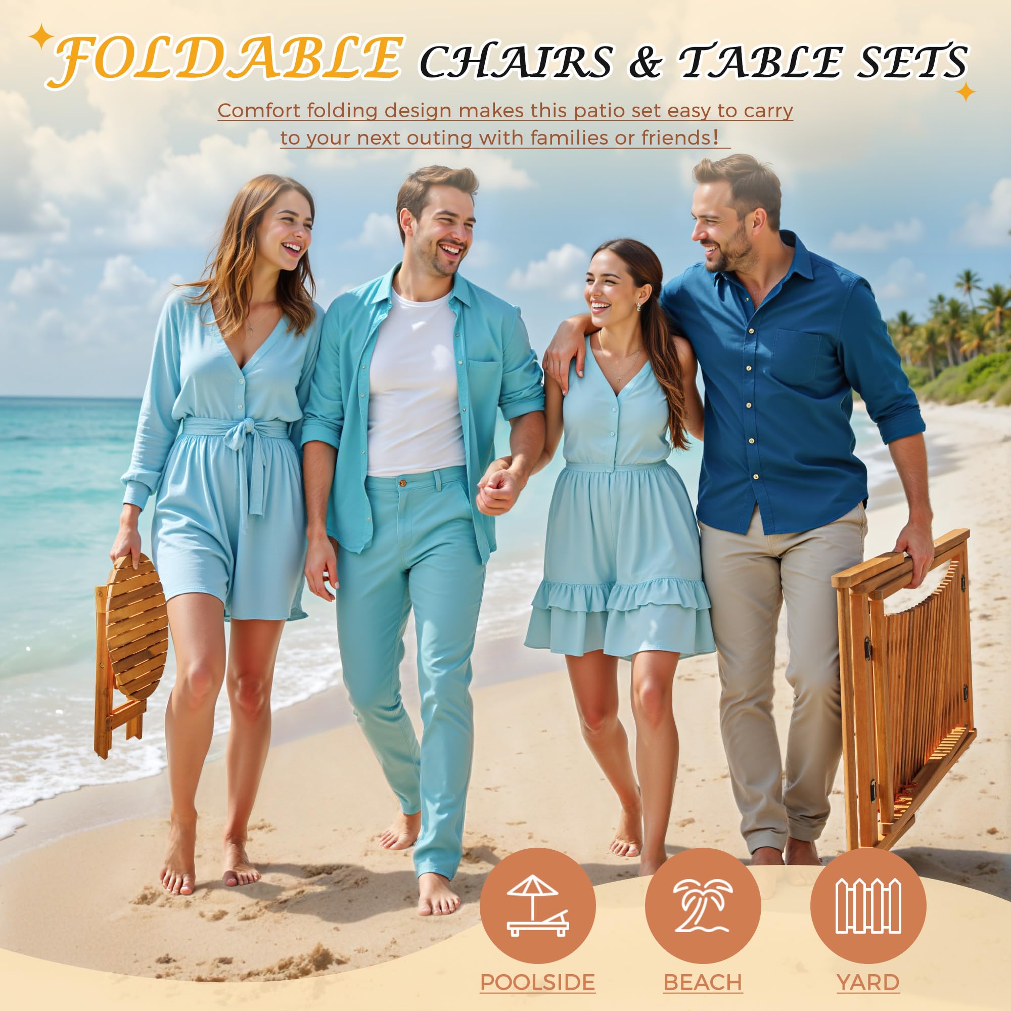 3-Piece Acacia Wood Patio Chaise Lounge Set