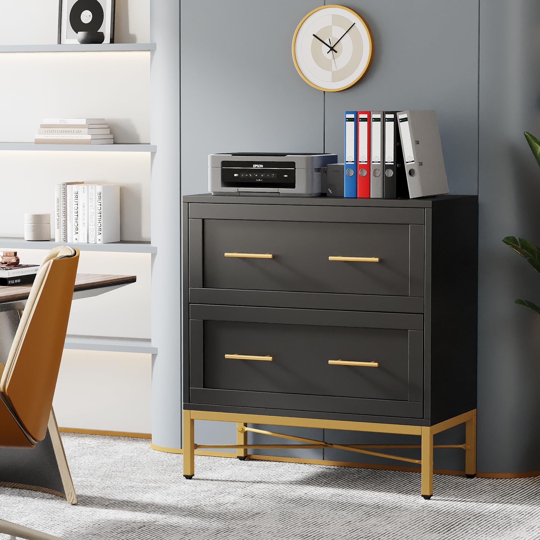 2 Drawer Lateral Filing Cabinet with Printer Stand