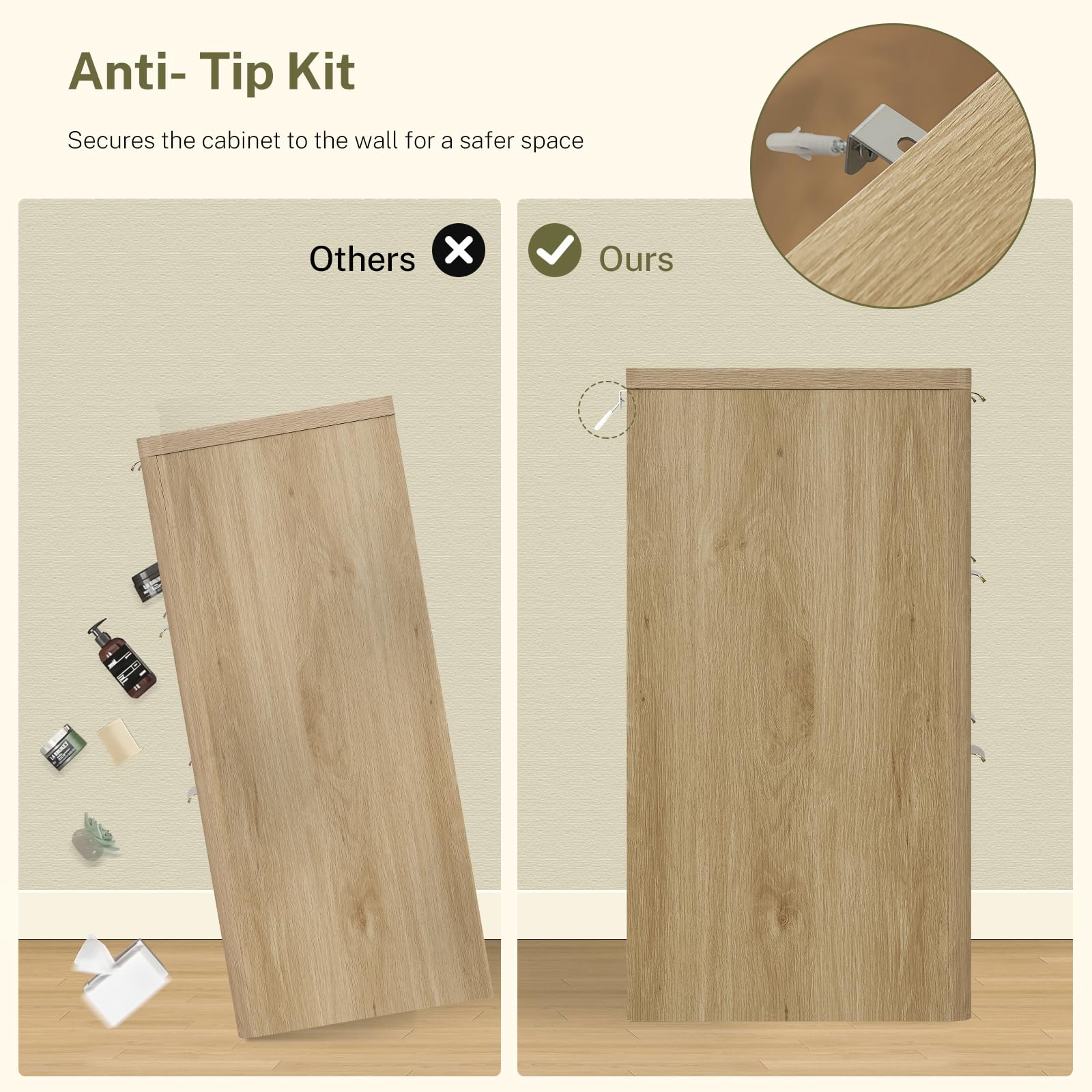 Fluted 6-Drawer Dresser with Metal Handles