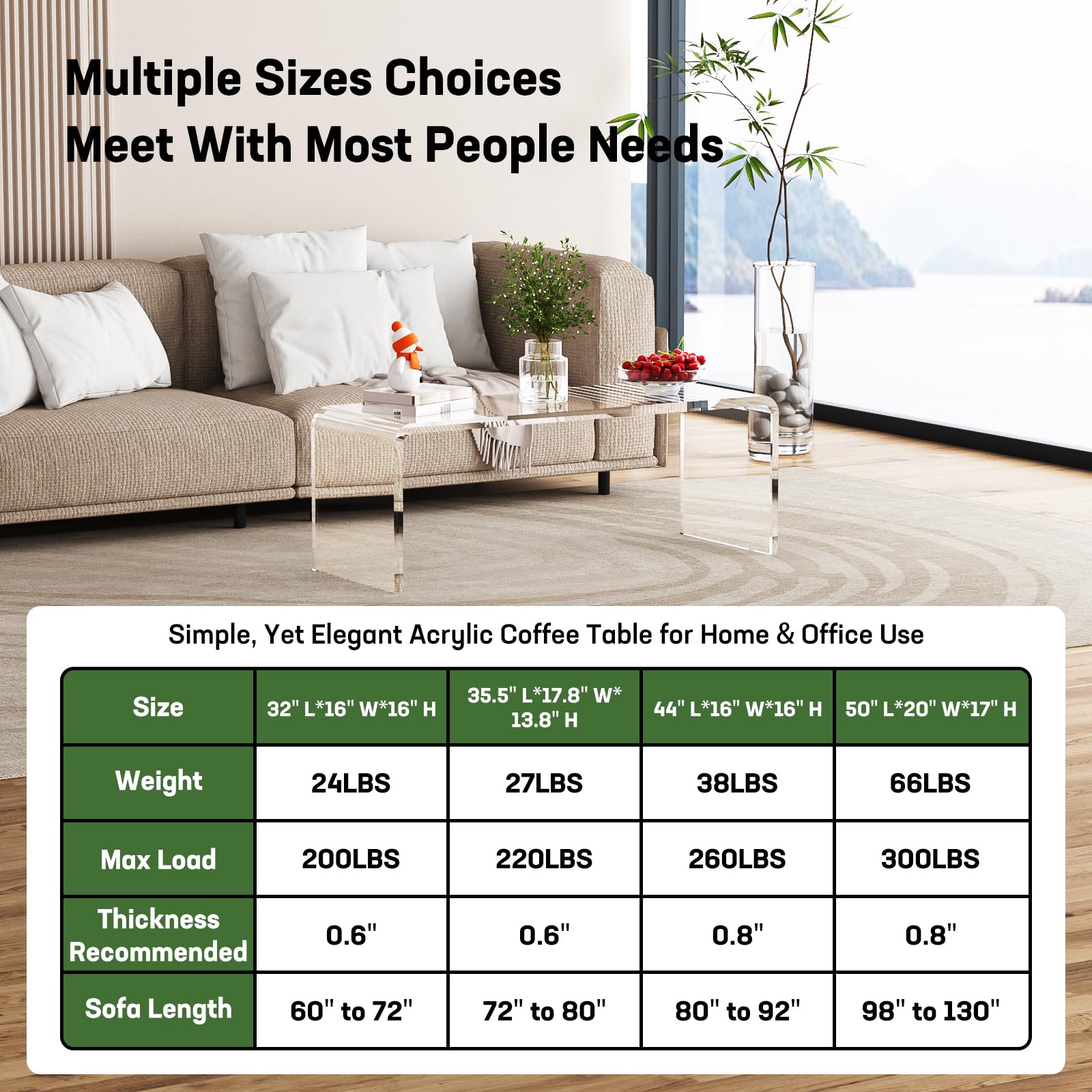 Premium Acrylic Coffee Table - 44L x 16W x 16H