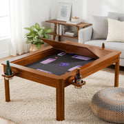 Solid Wood Board Game Coffee Table with Removable Top 3-in-1