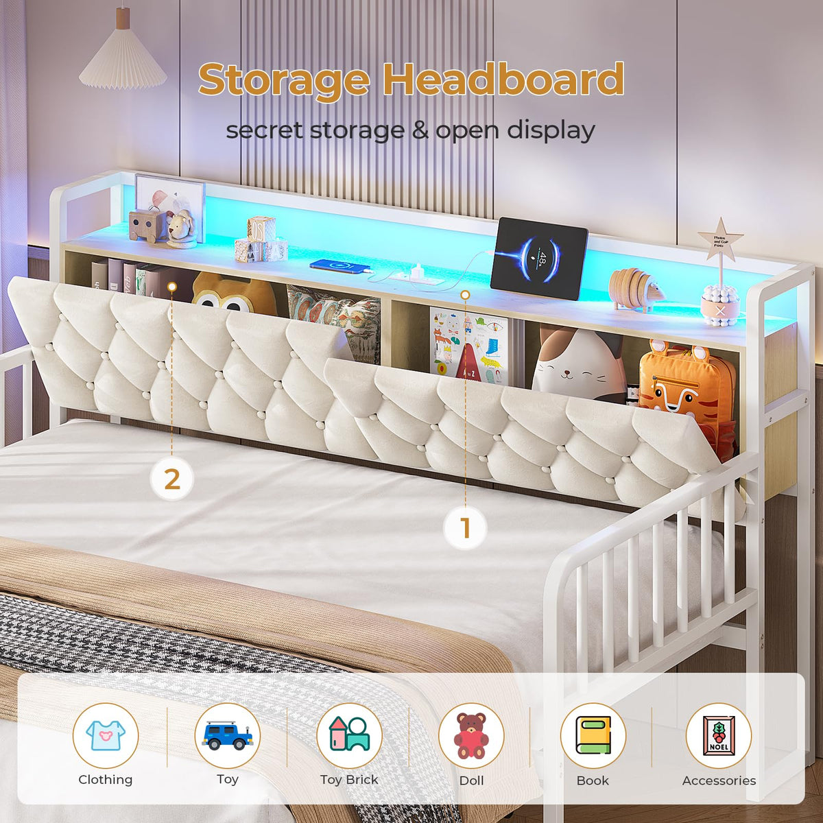 Twin to King Daybed with Trundle and Charging Station