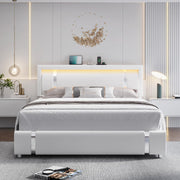 King Size LED Platform Bed Frame with Storage Drawers