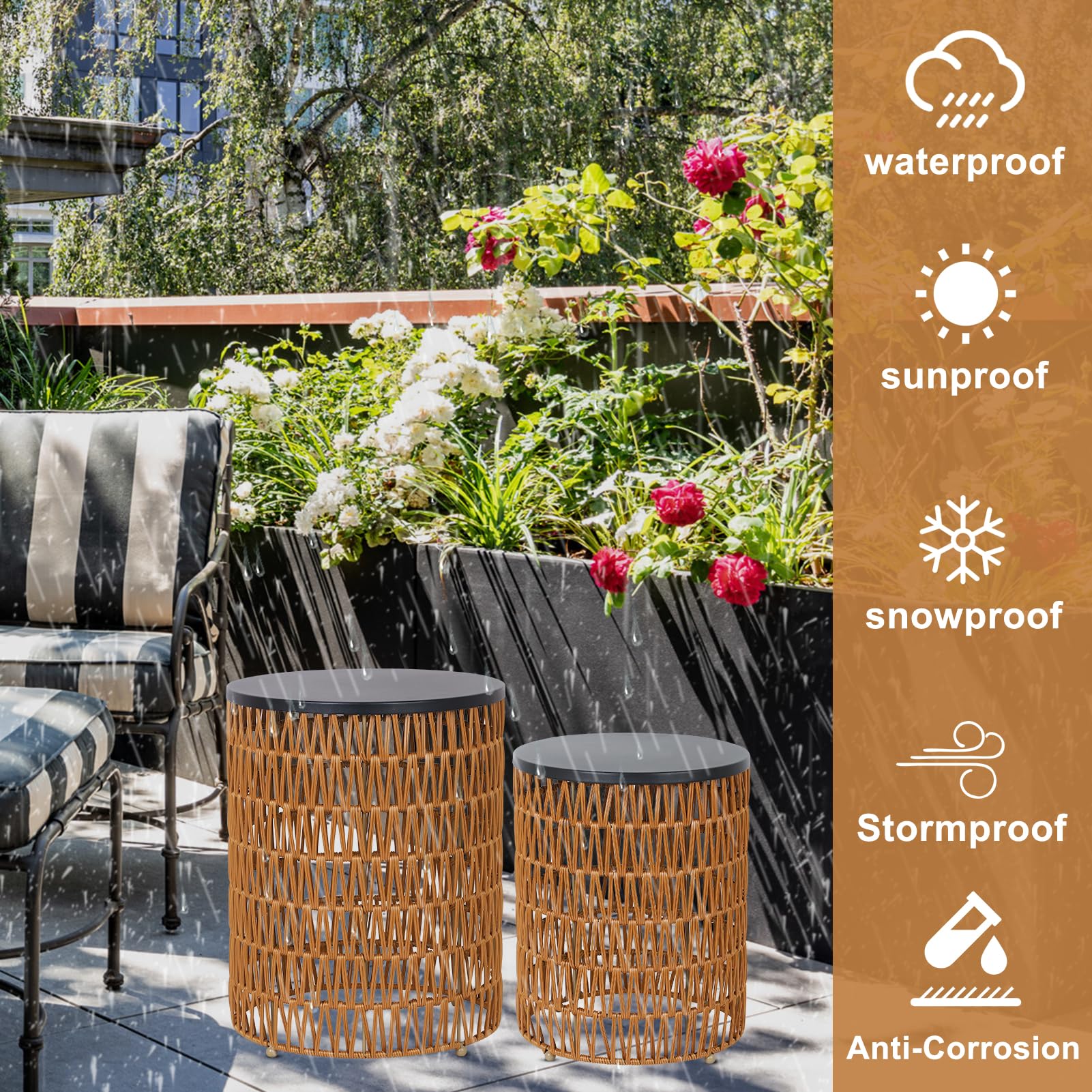 Outdoor Side Table with Dimmable Light