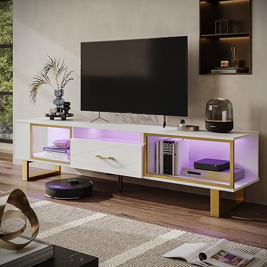 70 Inch LED TV Stand with Glass Drawer