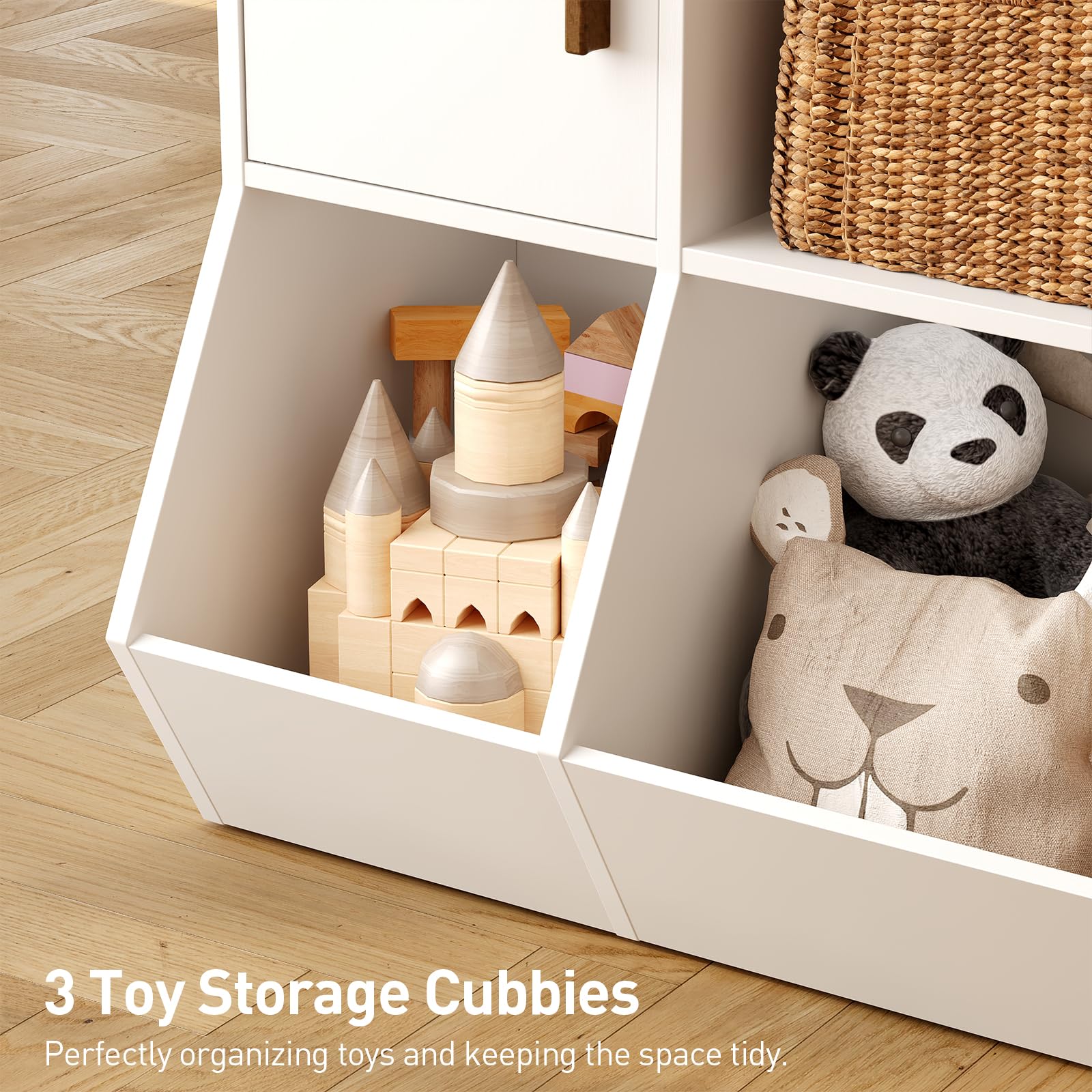 Kids Toy Storage Organizer with 3-Tier Bookshelf
