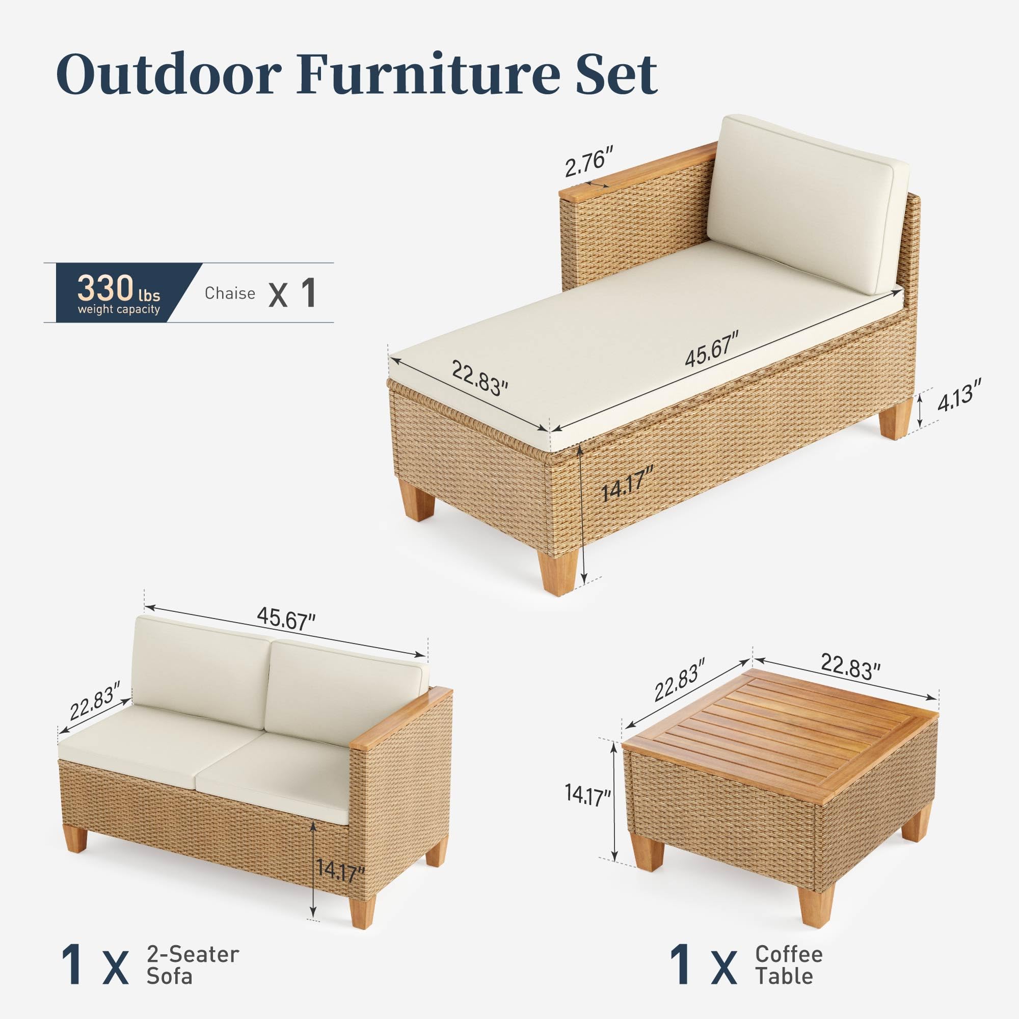 3 Piece Wicker Outdoor Patio Conversation Set