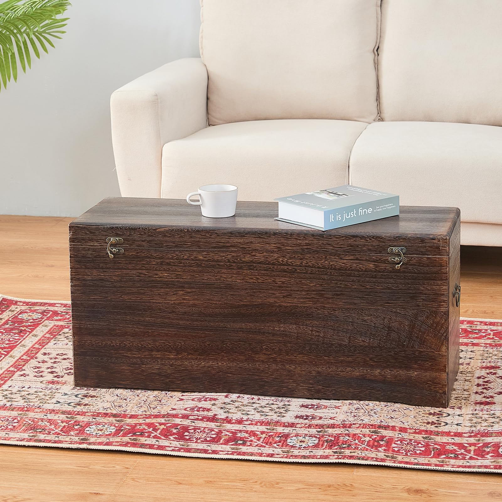 Wooden Storage Chest Rustic Trunk