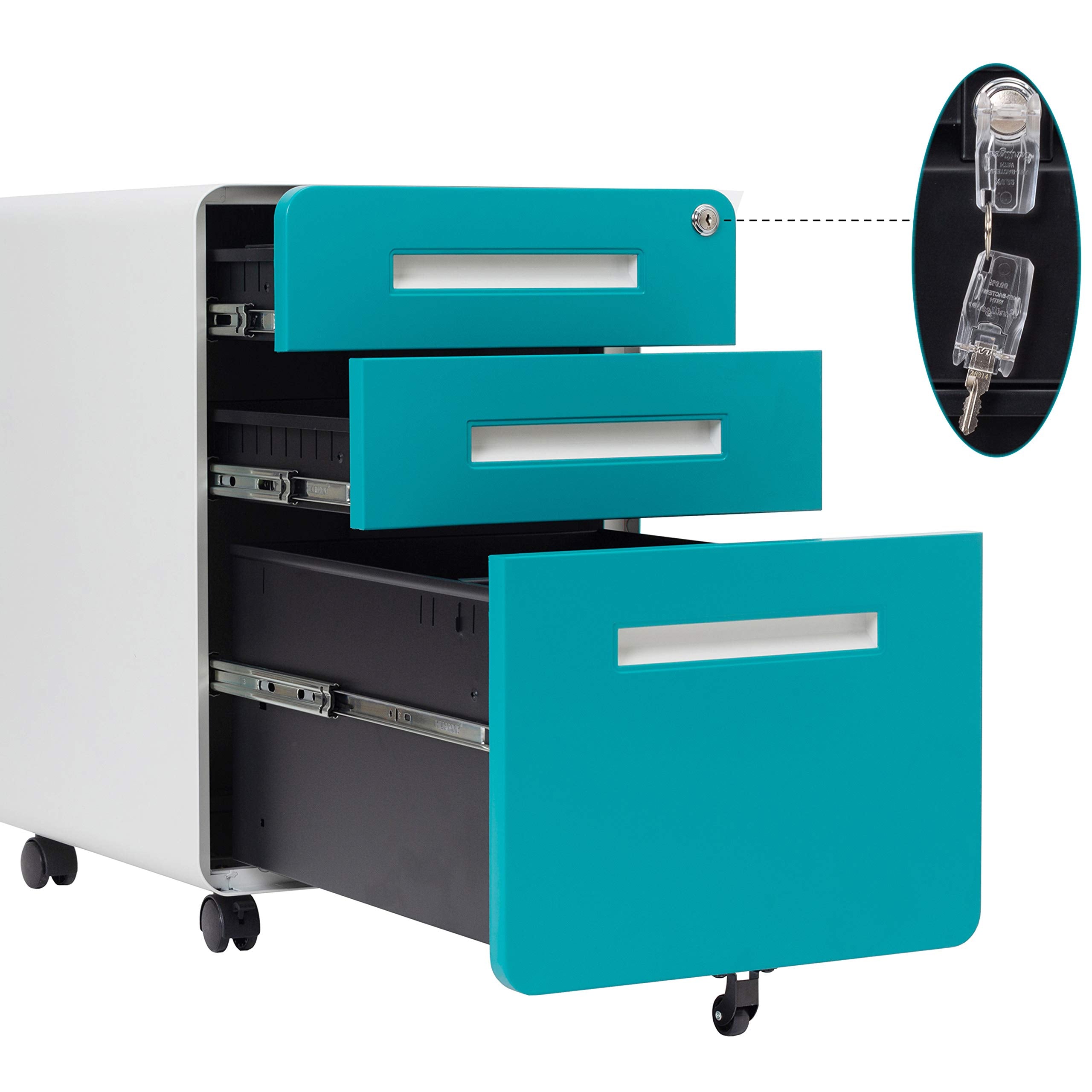 3 Drawer Mobile File Cabinet with Lock