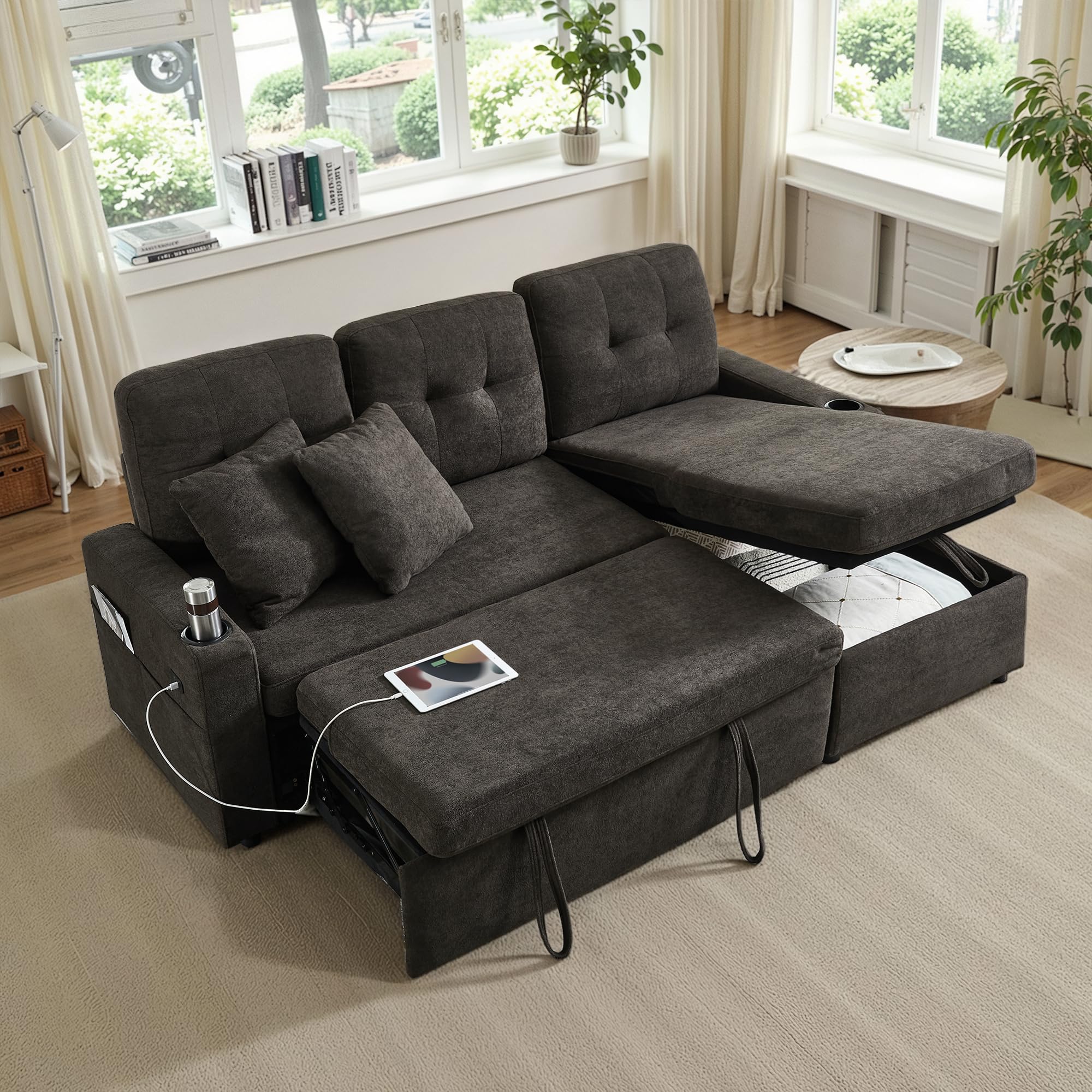 Reversible Sectional Sleeper Sofa with Storage Chaise