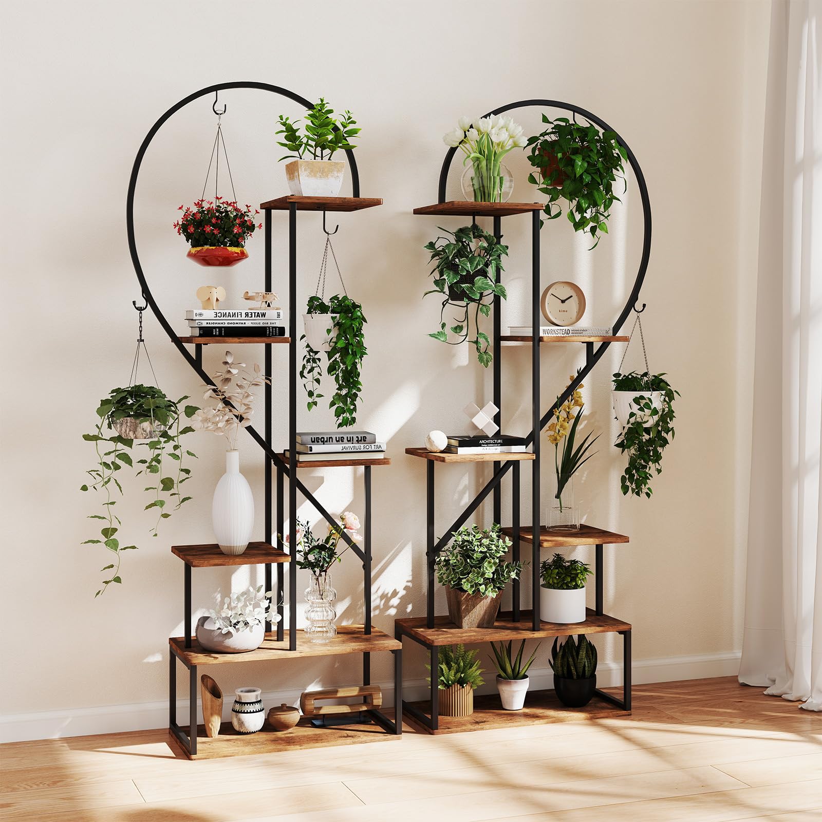 6-Tier Heart-Shaped Metal Plant Stand Set
