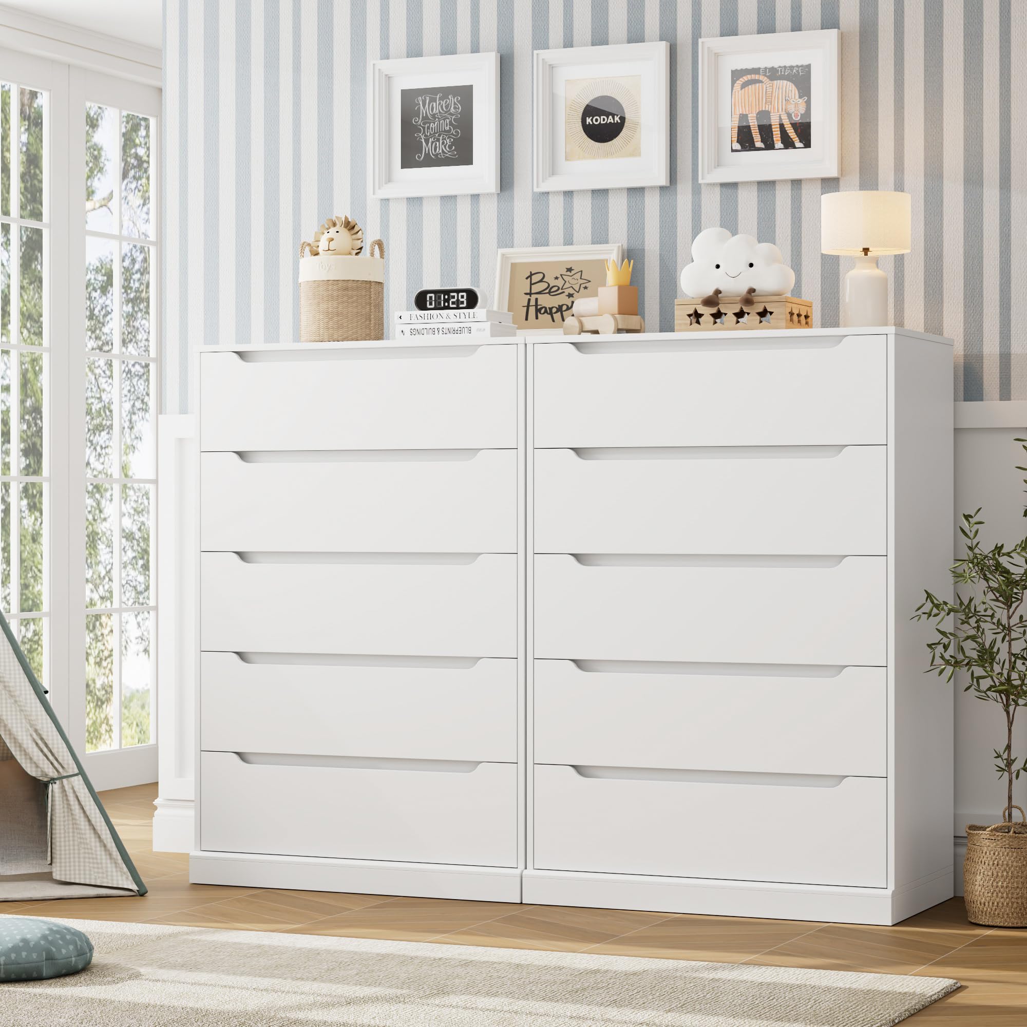 Modern 5 Drawer Dresser with Storage