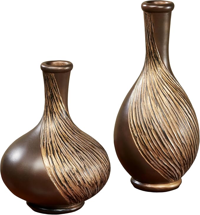 Textured Swirl Decorative Table Vases Set of 2