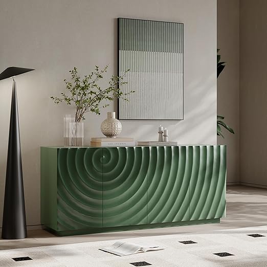 4-Door Buffet Cabinet with Textured Ripple Front