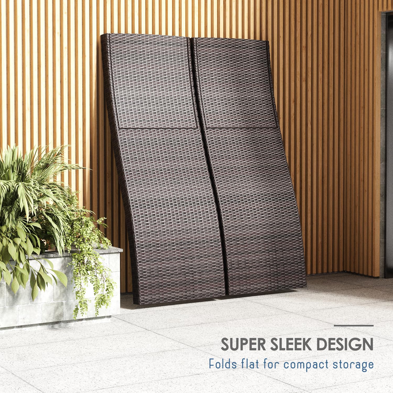 Outdoor Wicker Chaise Lounge Chair Set of 2 with Reclining Backrest