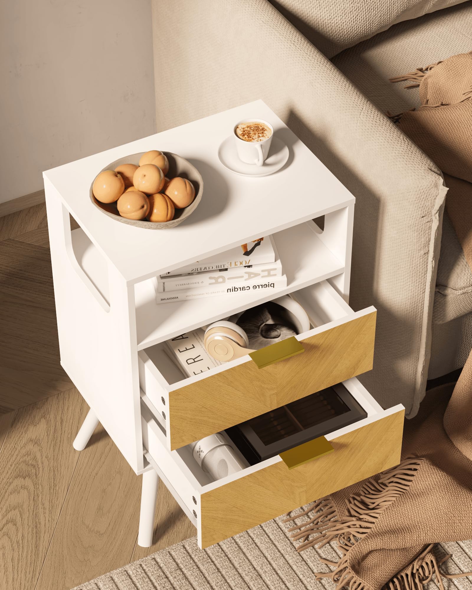 Farmhouse Nightstand with 2 Drawers