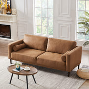 79" Mid-Century Modern Faux Leather Sofa