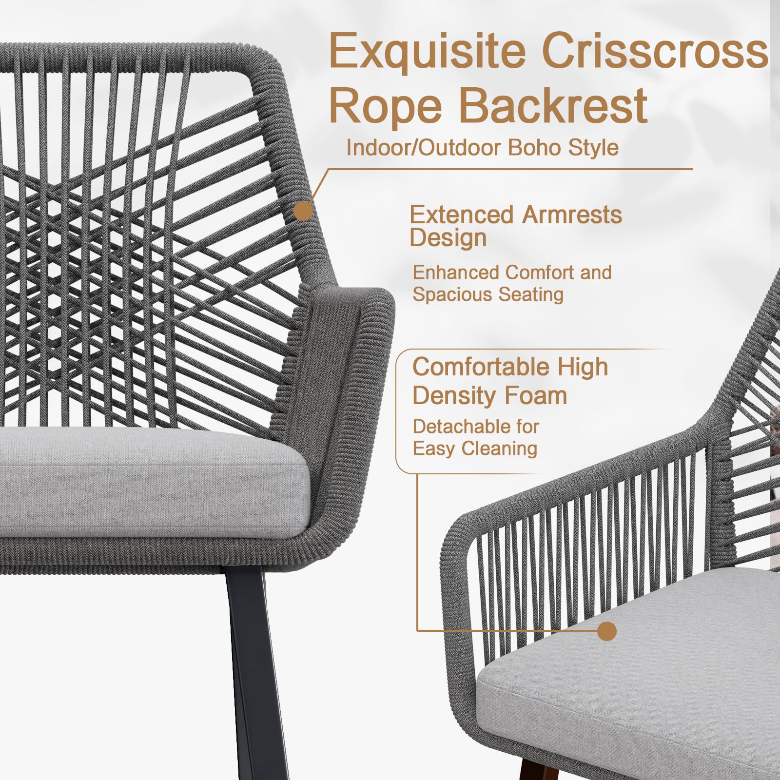 Counter Height Bar Stools Set of 4 - Rattan Outdoor Patio Chairs with Cushions