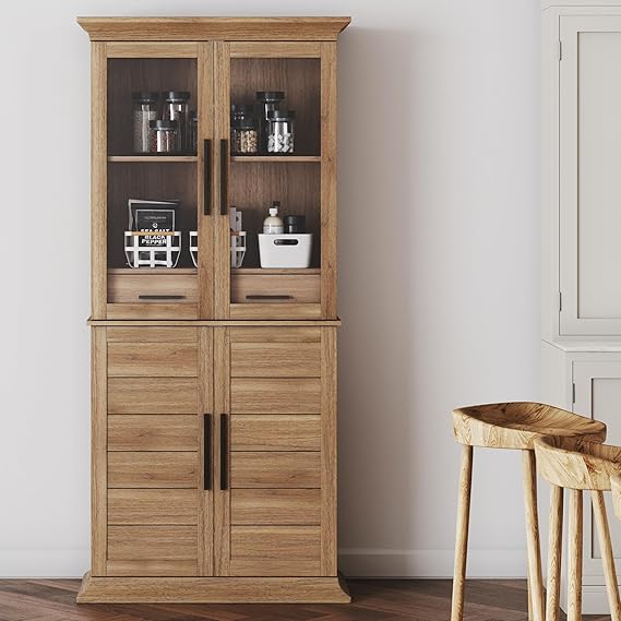 72" Storage Cabinet with Adjustable Shelves and Drawers
