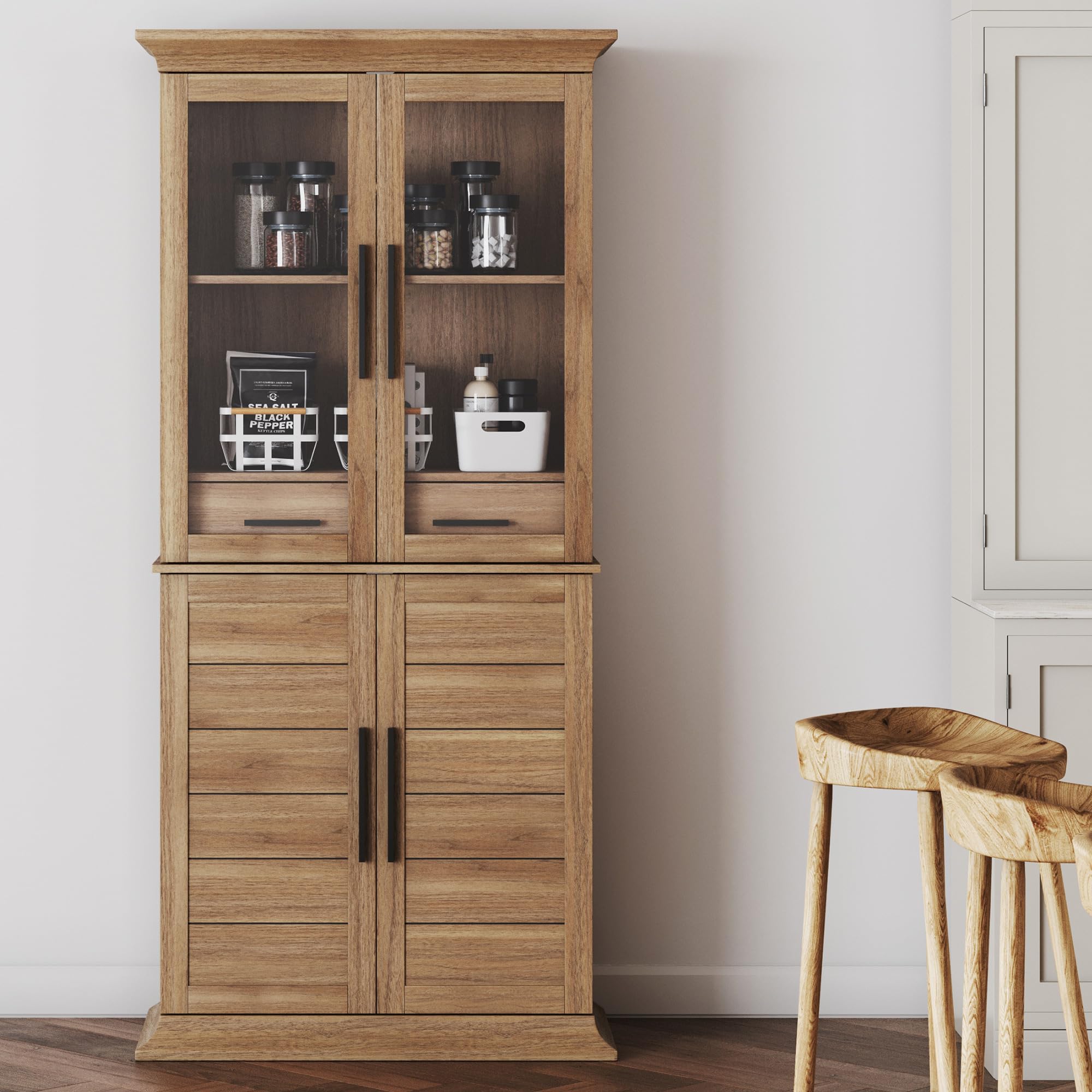 72" Storage Cabinet with Adjustable Shelves and Drawers