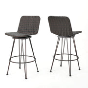 Outdoor Wicker Barstools with Iron Frame