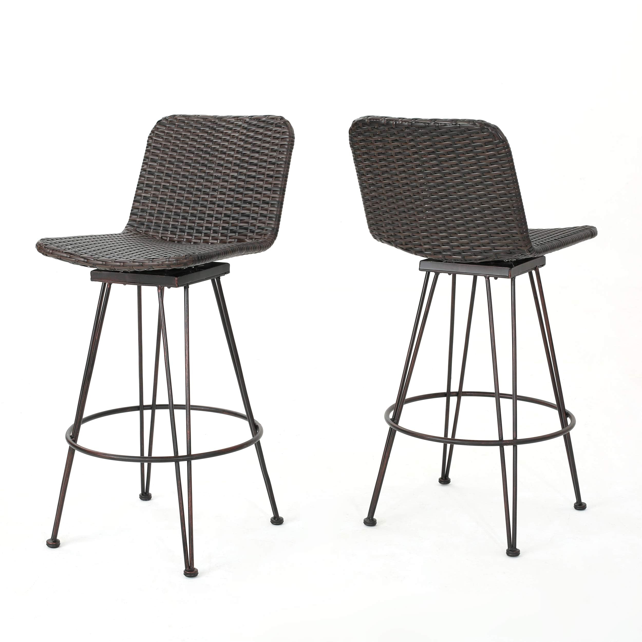 Outdoor Wicker Barstools with Iron Frame