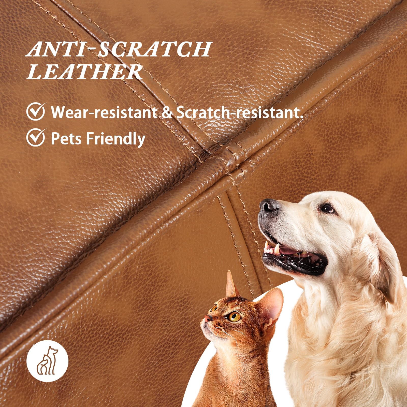 Genuine Leather Square Ottoman Pouf