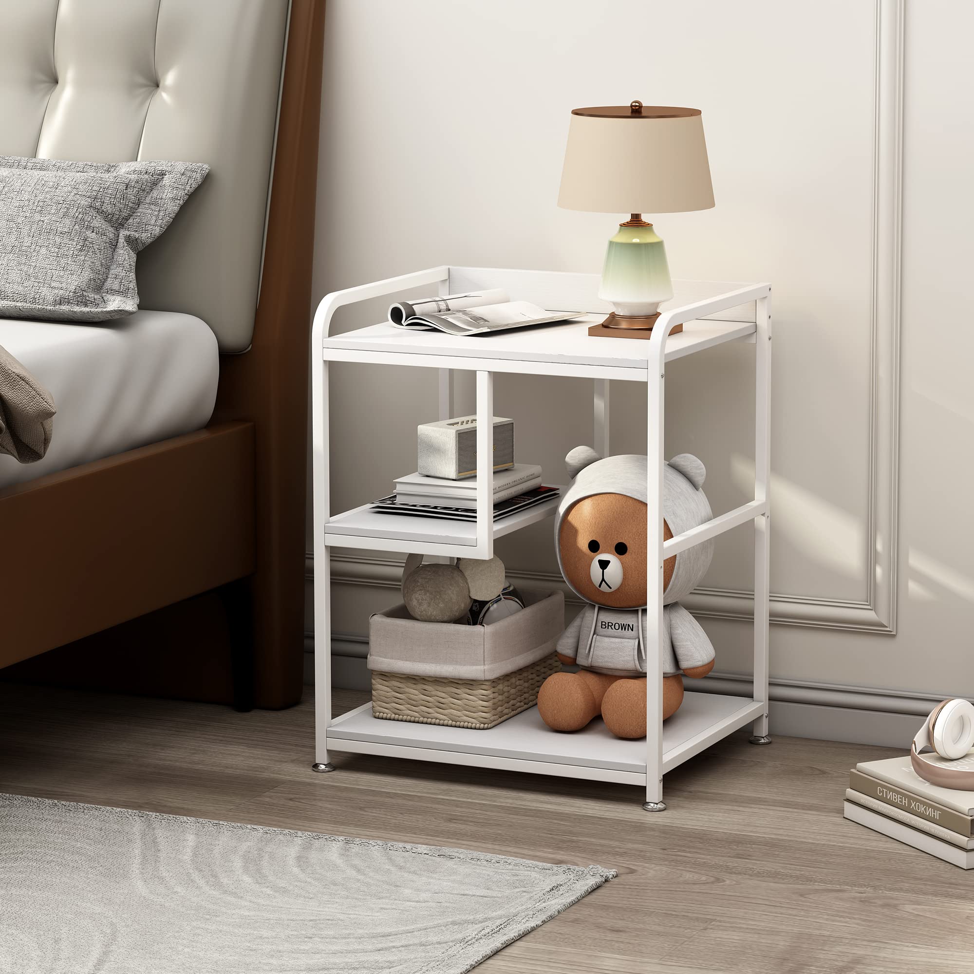 3-Tier Rolling Printer Stand with Storage Shelf and Wheels